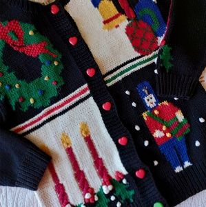 Happy Christmas tacky sweater, beautiful vintage Susan Bristol, small-medium